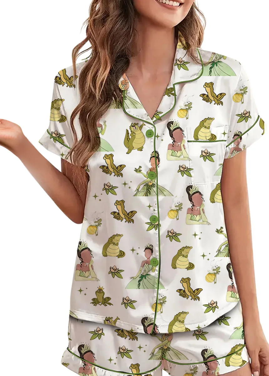 Women's Princess And The Frog Pajamas Set For Women, White Color, US Size S-5XL - Image 3