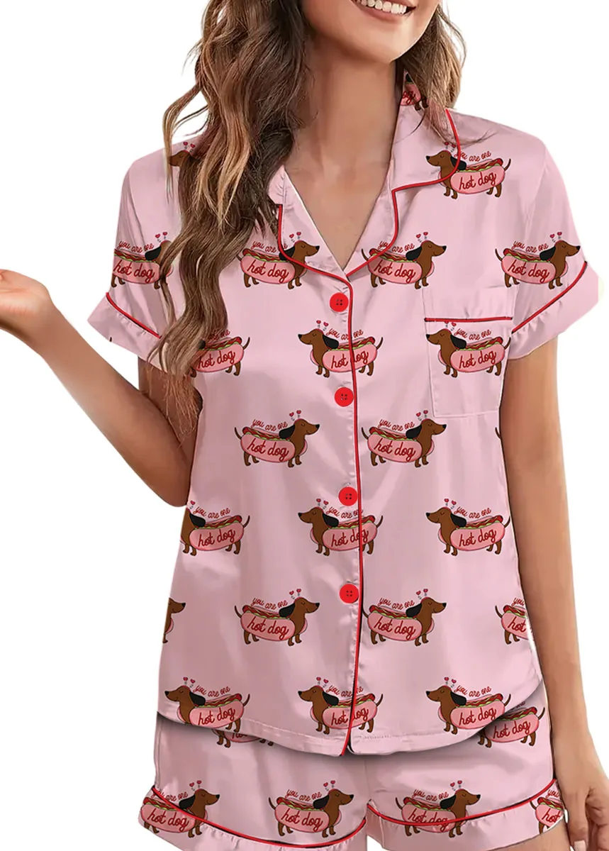 You Are One Hot Dog Satin Pajama Set For Women