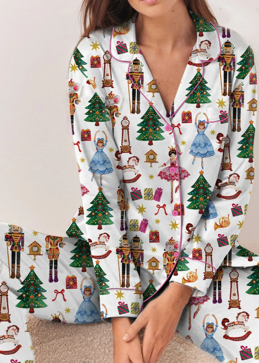 Nutcracker Ballet Satin Pajamas Set, Christmas Pajamas, Christmas Nutcracker Pajamas, Nutcracker Pajamas, Family Christmas Cozy Season Pjs