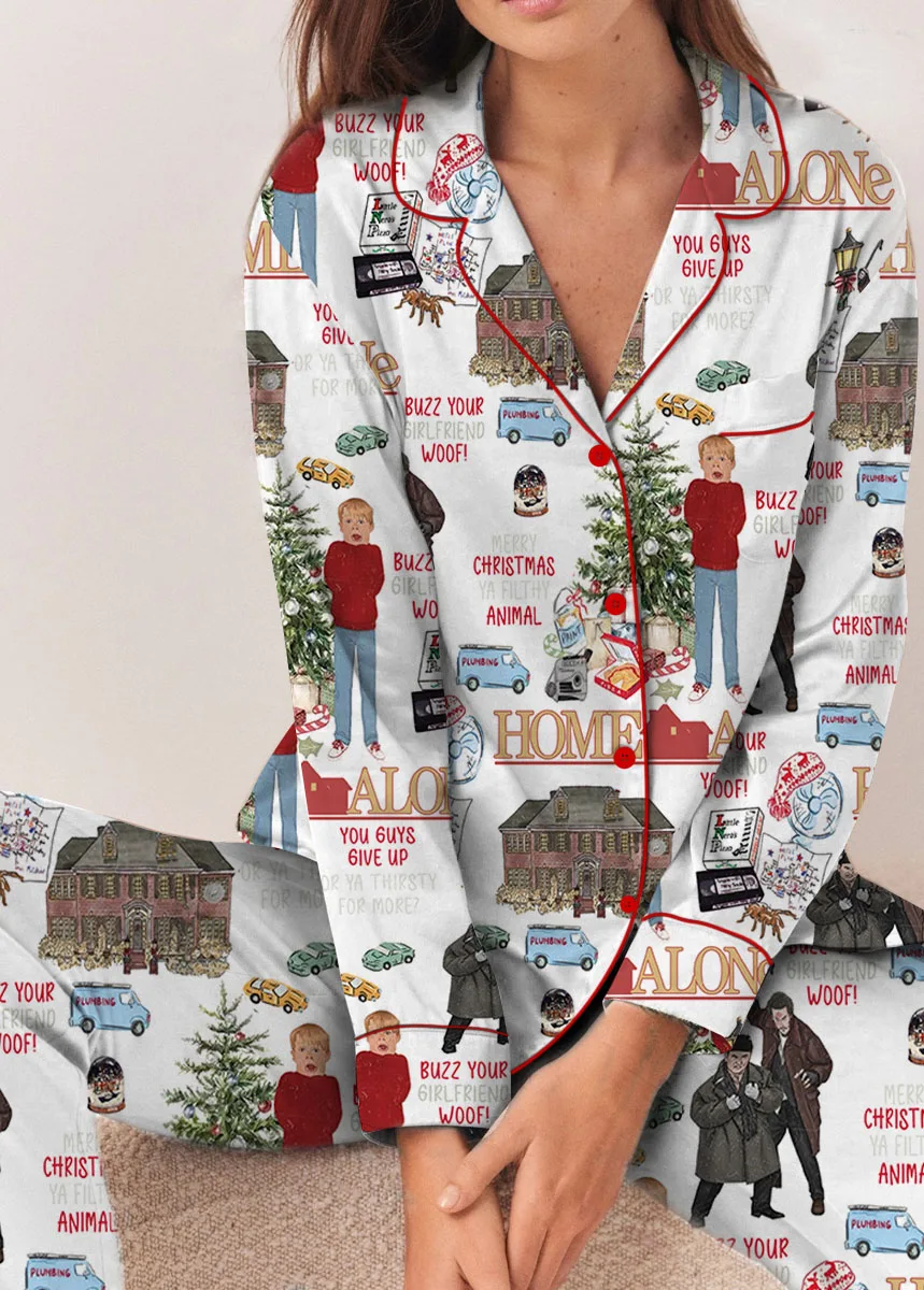 Home Alone Christmas Pajamas, Retro Christmas Pajamas,Christmas Movie Shirt,Home Alone Security Pajamas