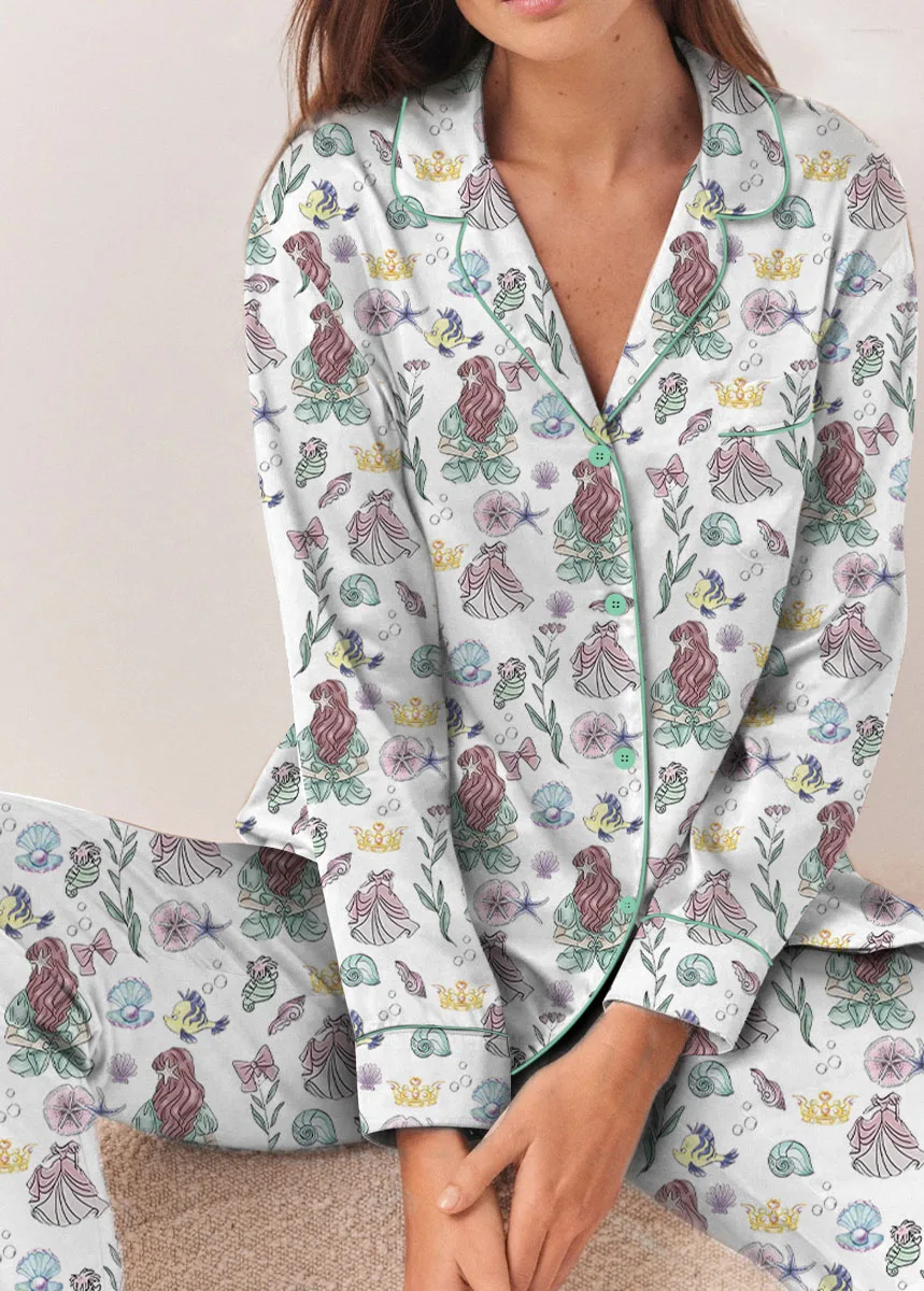 Women's Princesses Back View Pajamas Set For Women, White Color, US Size S-5XL - Image 12