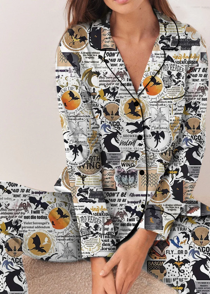 Women's Book Series Pajamas Set For Women, White Color, US Size S-5XL - Image 10