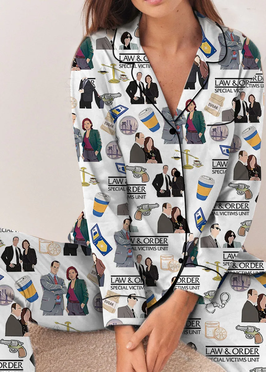 Law And Order Tv Series Satin Pajamas Set For Women