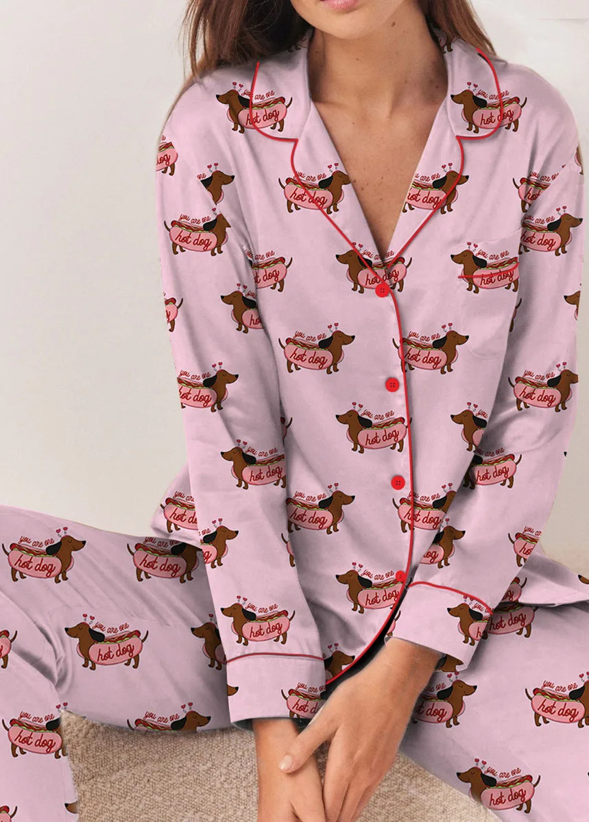 You Are One Hot Dog Satin Pajama Set For Women