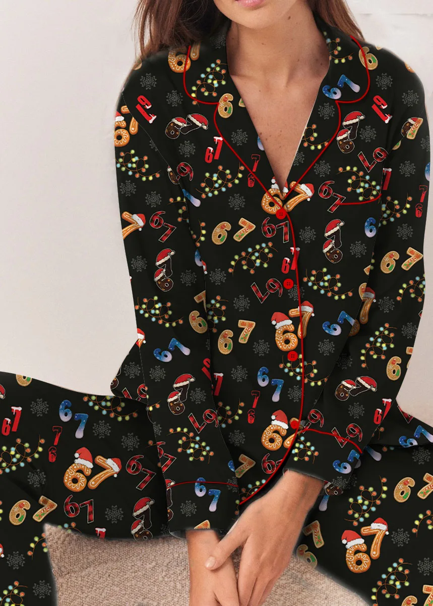 Trendy Six Seven Meme Christmas Satin Pajama Set, Santa Says Six Seven Pajamas Pants, Six Seven Satin Pajamas Set