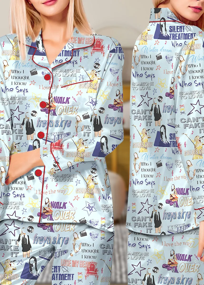 Aesthetic Star Satin Pajamas Set For Women - Image 10