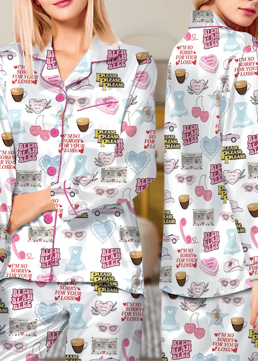 Bleh Blah Blee Satin Pajamas Set For Women