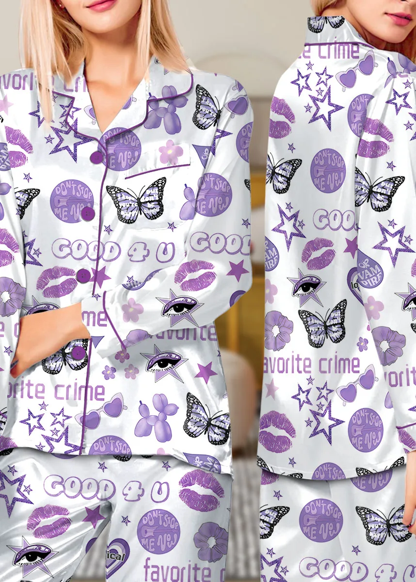 Women's Good 4U Favorite Crime Pajamas Set For Women, White Color, US Size S-5XL - Image 11