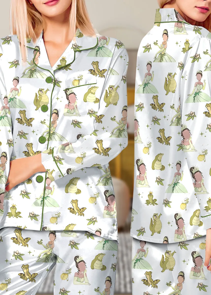 Women's Princess And The Frog Pajamas Set For Women, White Color, US Size S-5XL - Image 11