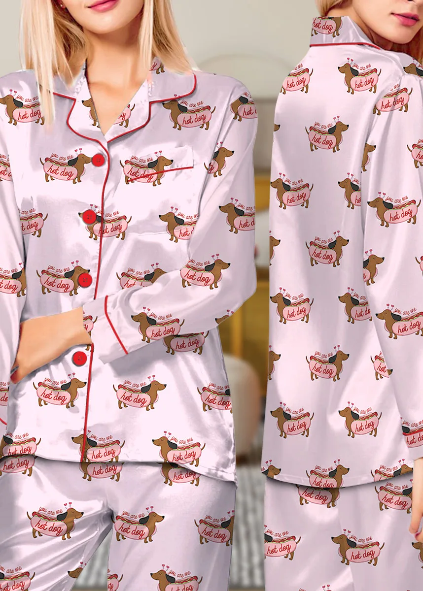 You Are One Hot Dog Satin Pajama Set For Women