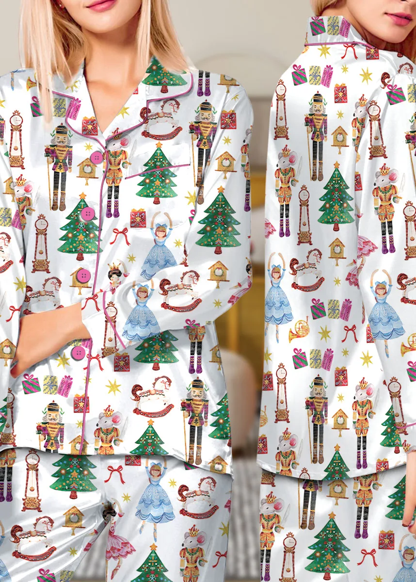 Nutcracker Ballet Satin Pajamas Set, Christmas Pajamas, Christmas Nutcracker Pajamas, Nutcracker Pajamas, Family Christmas Cozy Season Pjs