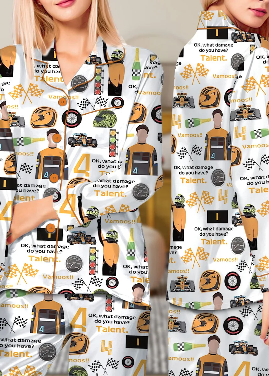 Racing Game F1 Satin Pajamas Set For Women - Image 11