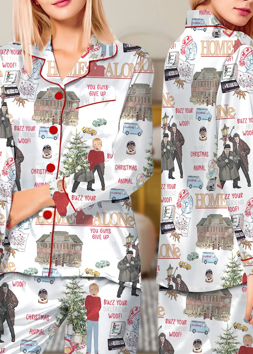 Home Alone Christmas Pajamas, Retro Christmas Pajamas,Christmas Movie Shirt,Home Alone Security Pajamas