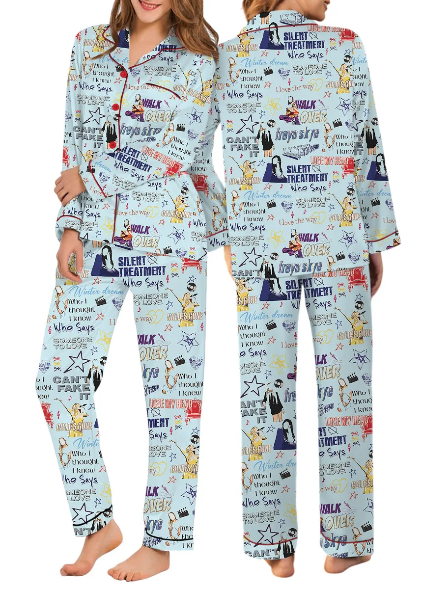 Aesthetic Star Satin Pajamas Set For Women - Image 11