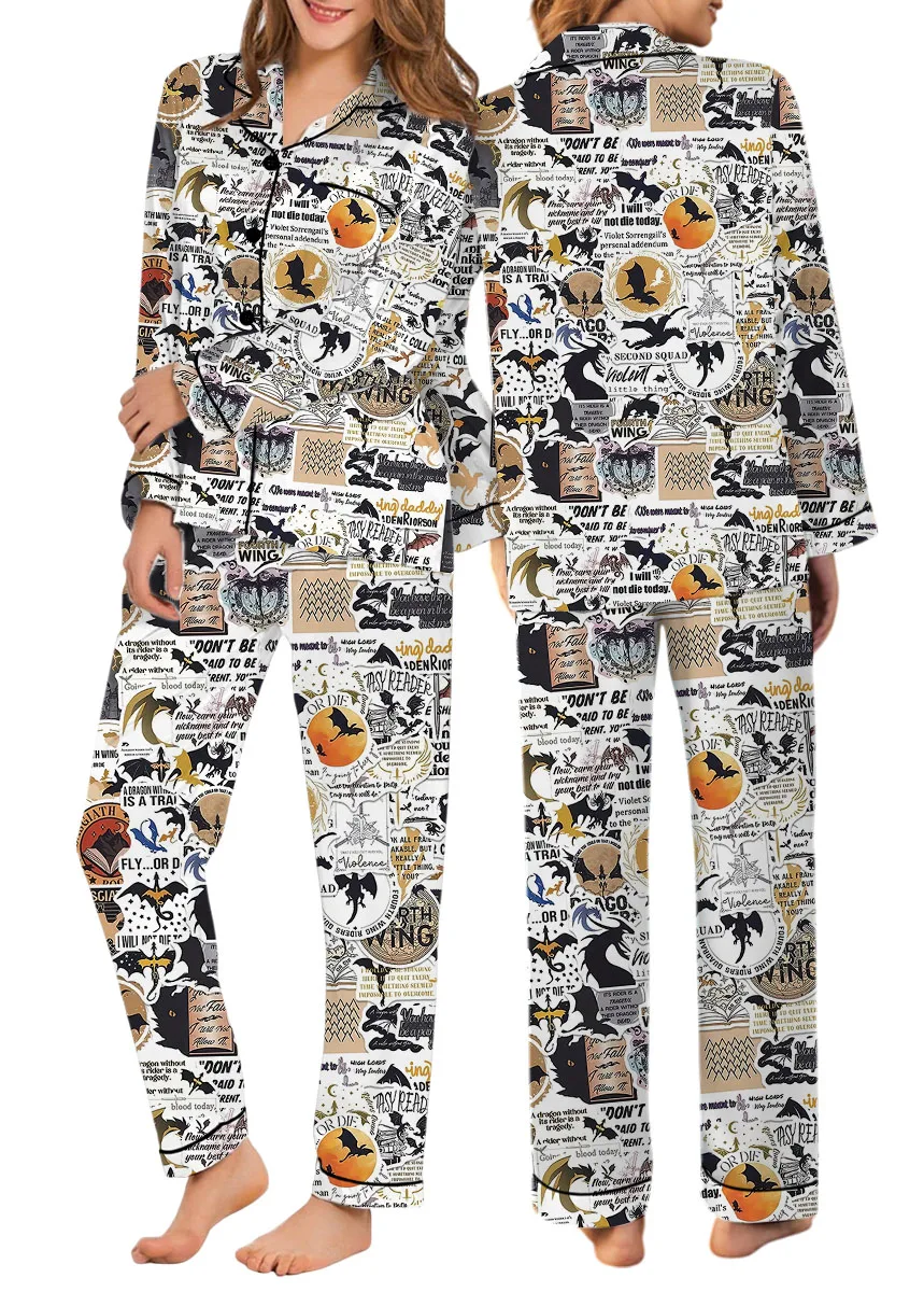 Women's Book Series Pajamas Set For Women, White Color, US Size S-5XL - Image 11