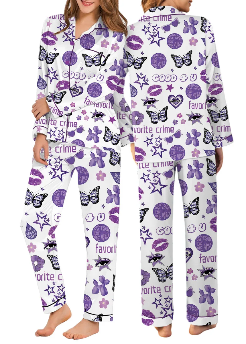 Women's Good 4U Favorite Crime Pajamas Set For Women, White Color, US Size S-5XL - Image 10