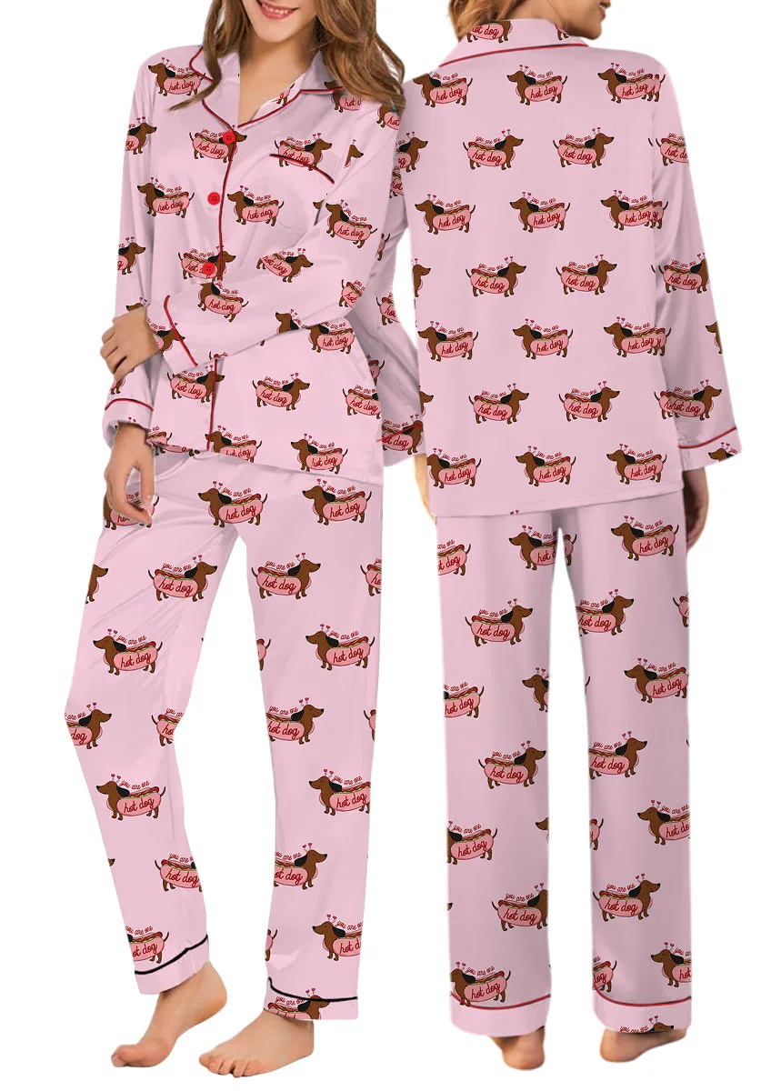You Are One Hot Dog Satin Pajama Set For Women