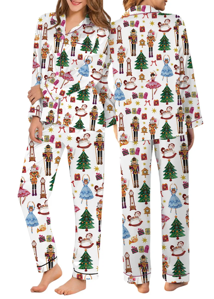 Nutcracker Ballet Satin Pajamas Set, Christmas Pajamas, Christmas Nutcracker Pajamas, Nutcracker Pajamas, Family Christmas Cozy Season Pjs