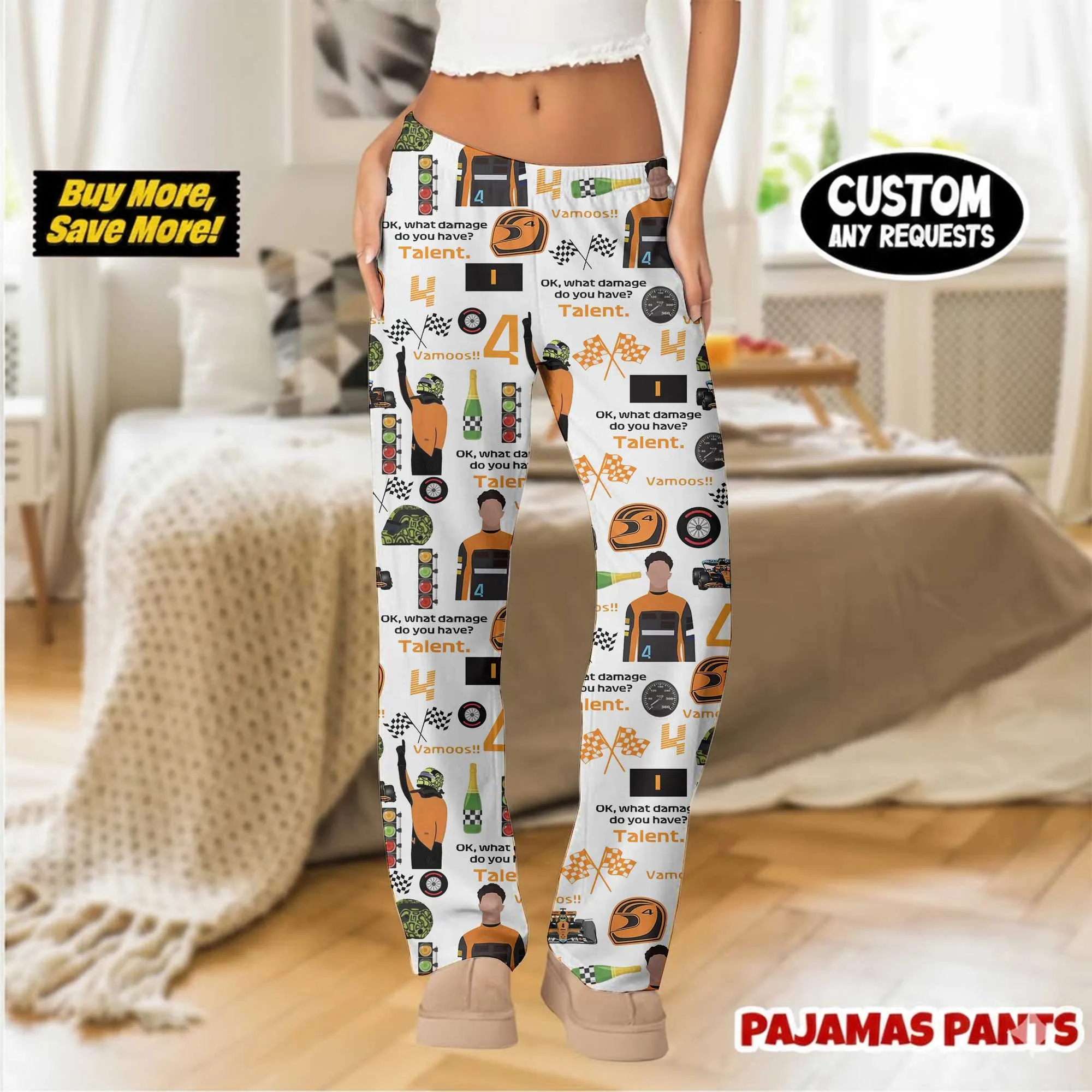Racing Game F1 Satin Pajamas Set For Women
