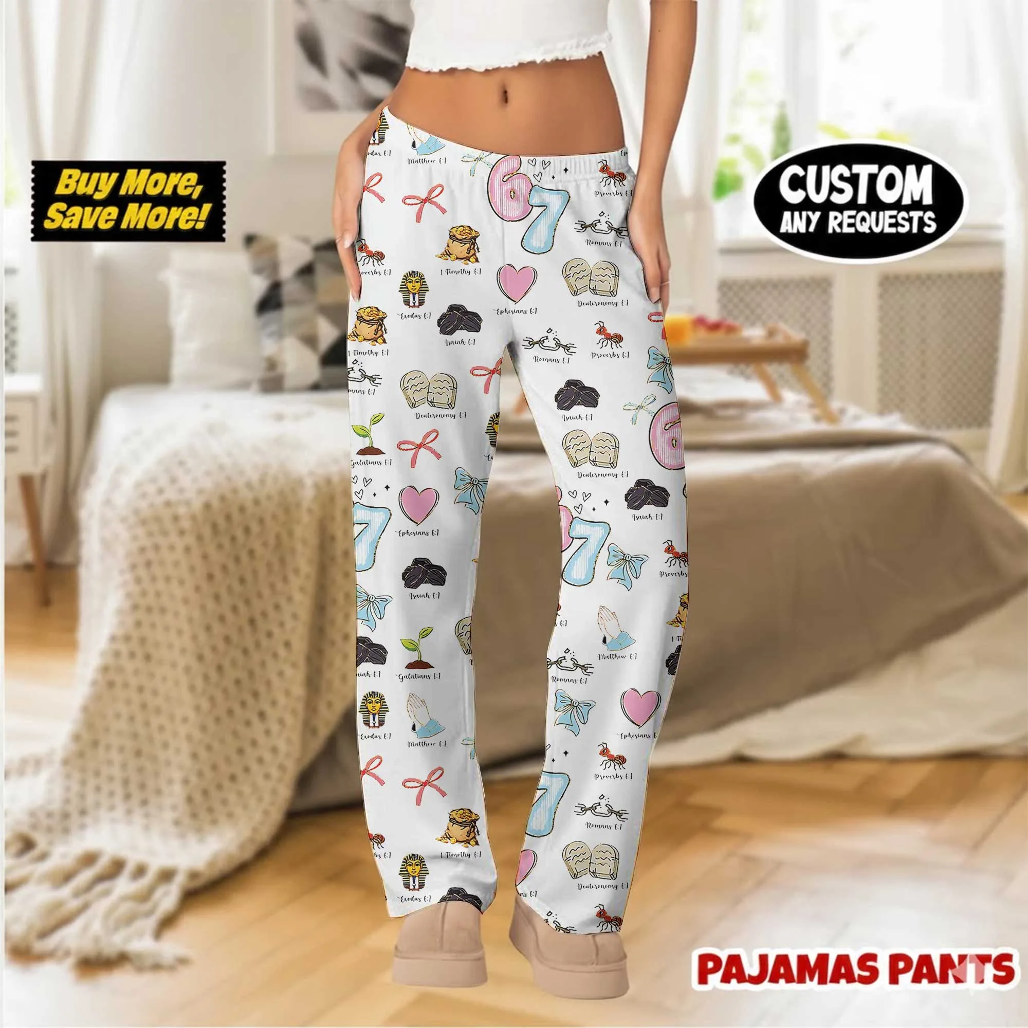 God Did It First Christian 6 7 Six Seven Meme Satin Pajama Pants For Women