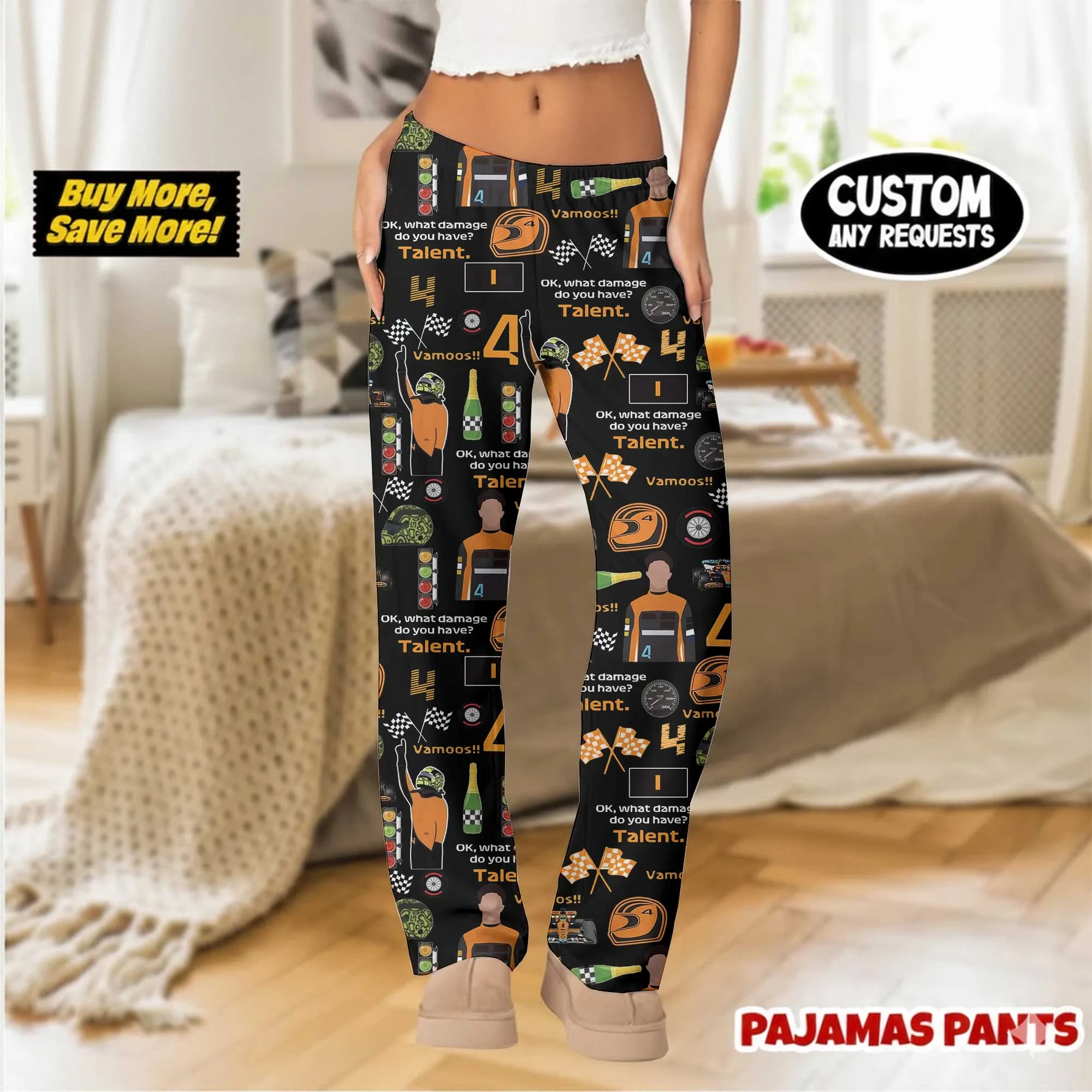 Racing Game F1 Satin Pajamas Set For Women