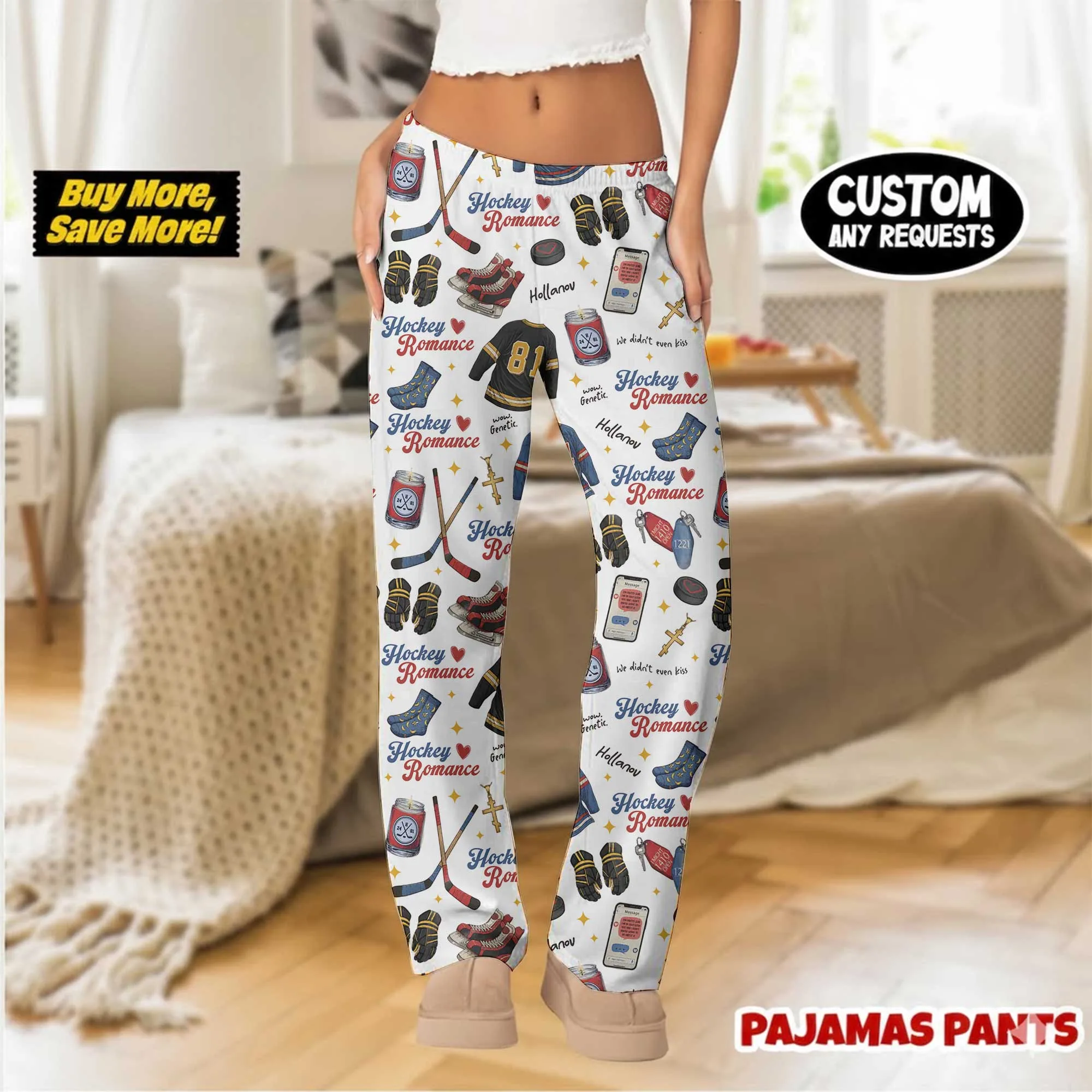 Hockey Romance Satin Pajamas Pants For Women