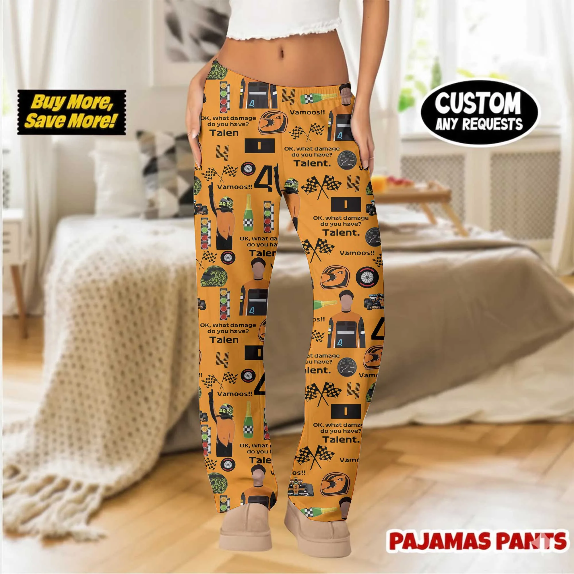 Racing Game F1 Satin Pajamas Set For Women