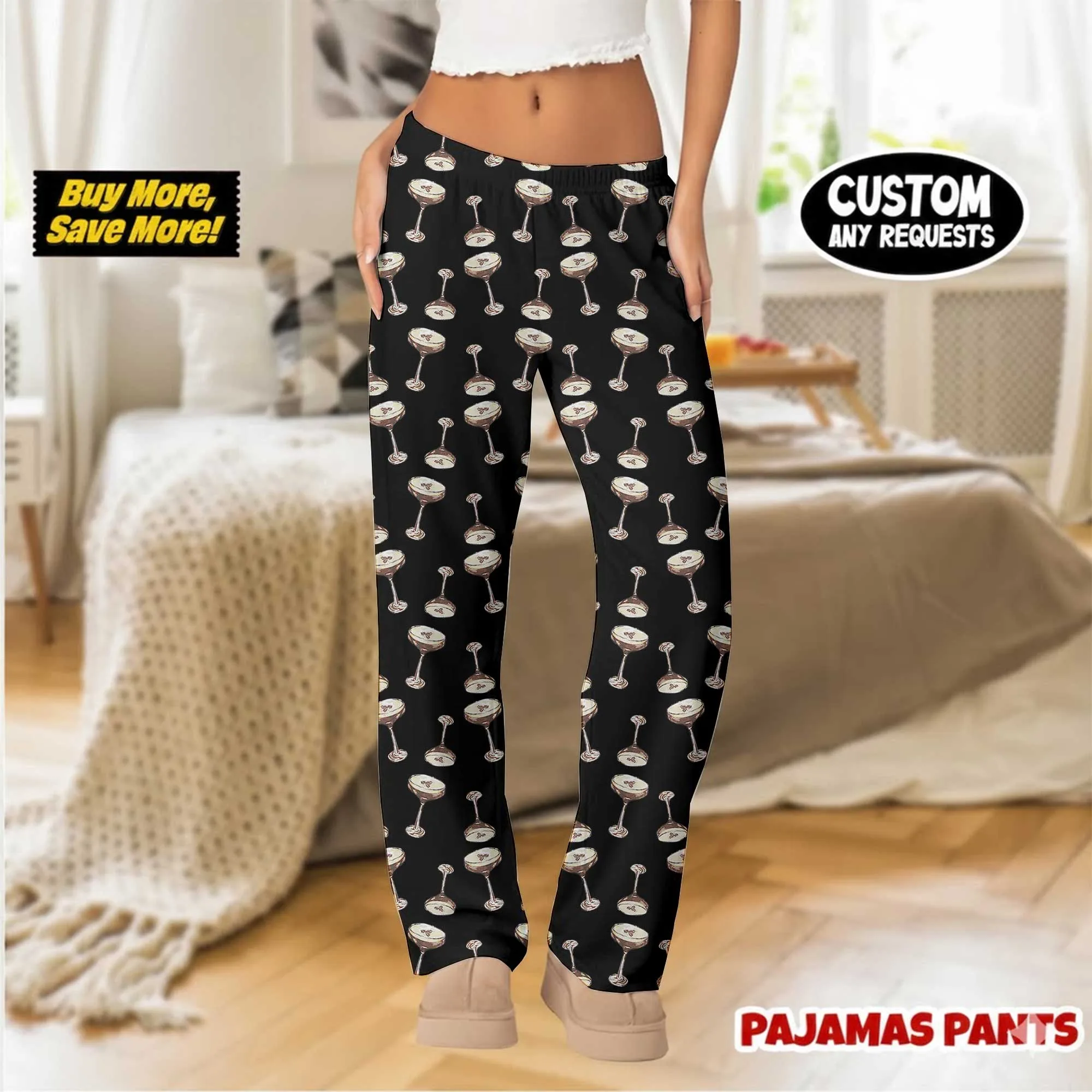 Women's Cocktail Espresso Martini Satin Pajama Pants