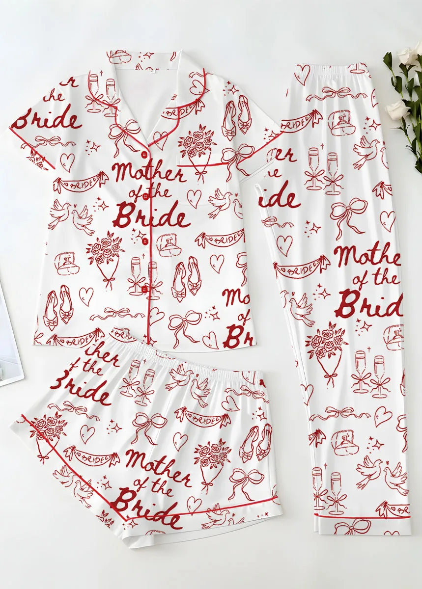 Women's Mother Of The Bride Satin Pajamas Set, White Color, US Size S-5XL - Image 14