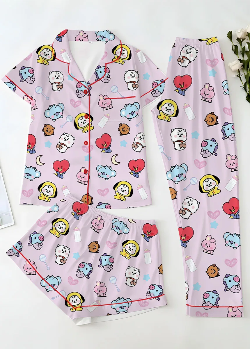 Women’s BT21 K-Pop Music Pajamas Set For Women, Pink Color, US Size S-5XL - Image 14