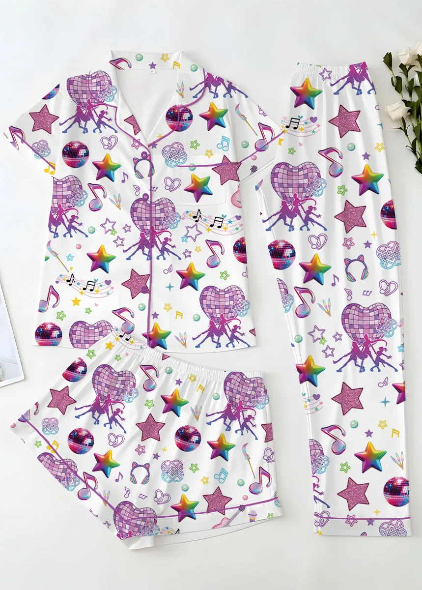 Women’s K-Pop Demon Hunters Pajamas Set For Women, White Color, US Size S-5XL - Image 14
