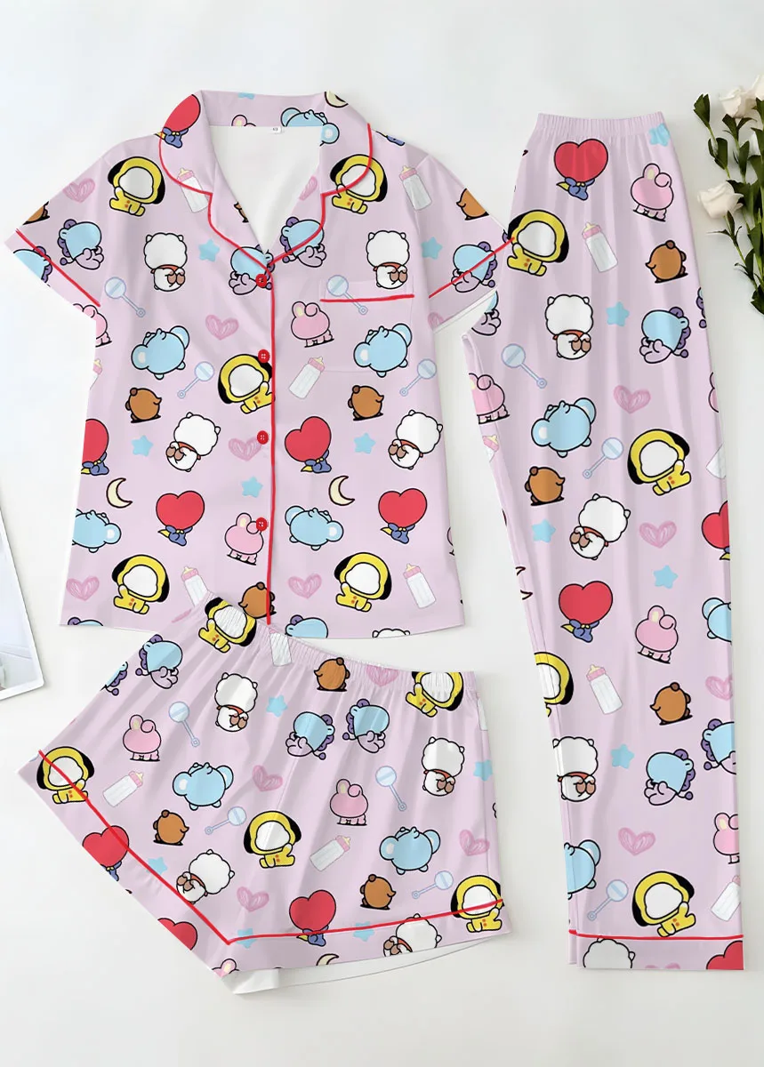 Women’s Kpop Characters Cute Pajamas Set For Women, Pink Color, US Size S-5XL - Image 14