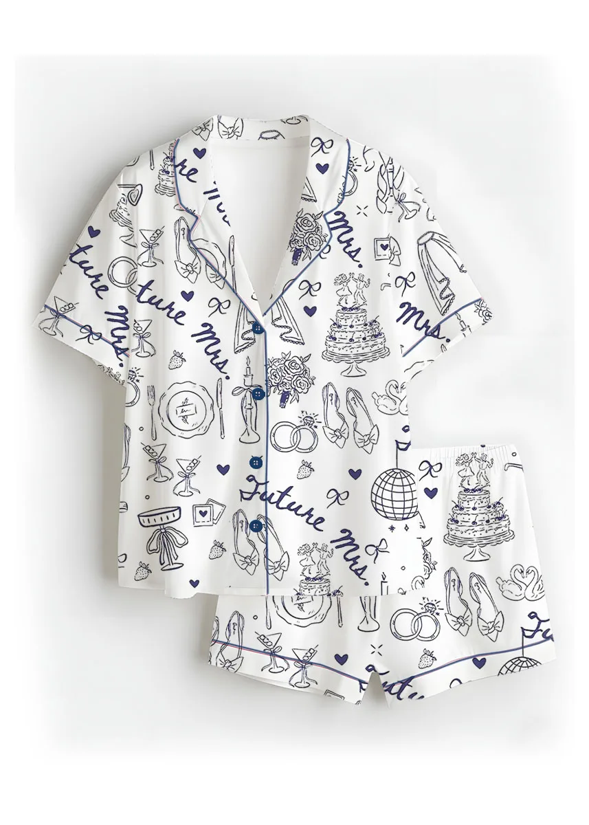 Women’s Future Mrs Bride To Be Gift In My Engaged Era Pajamas Set For Women, White Color, US Size S-5XL
