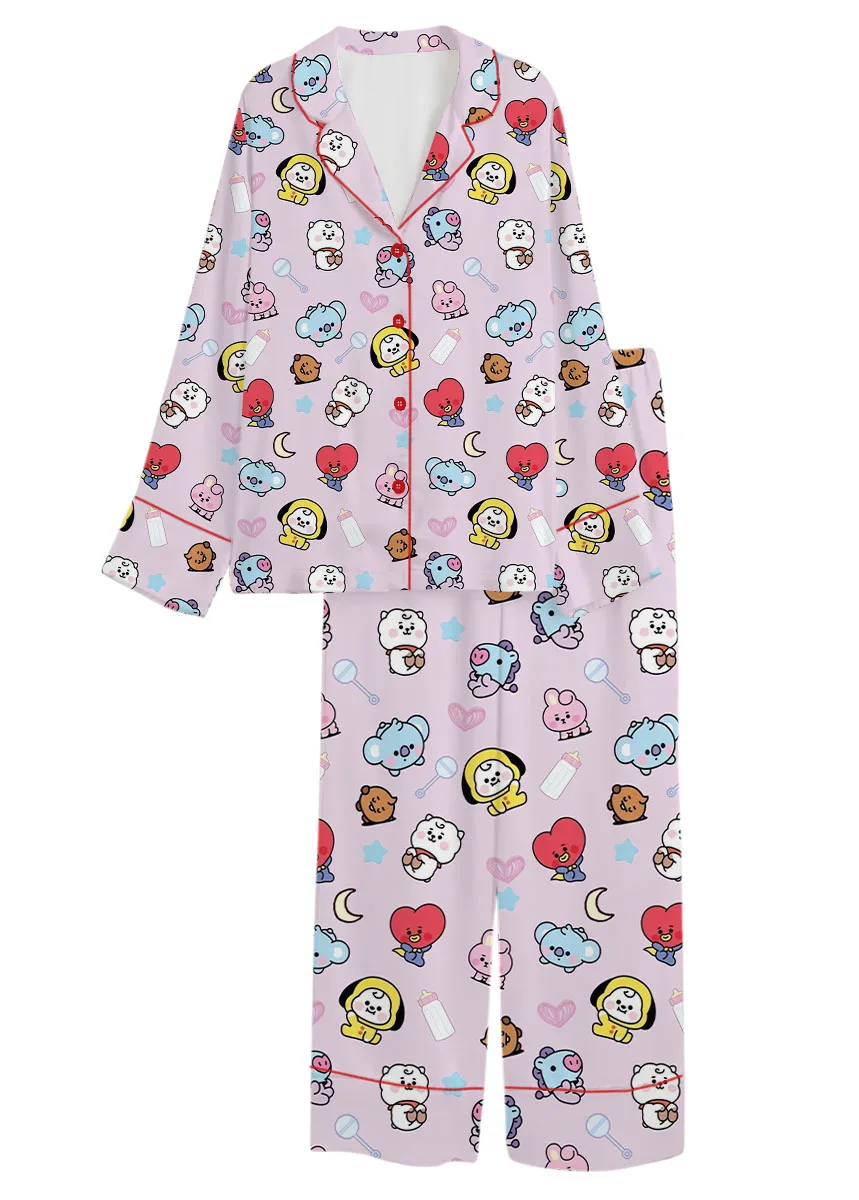 Women’s BT21 K-Pop Music Pajamas Set For Women, Pink Color, US Size S-5XL - Image 9
