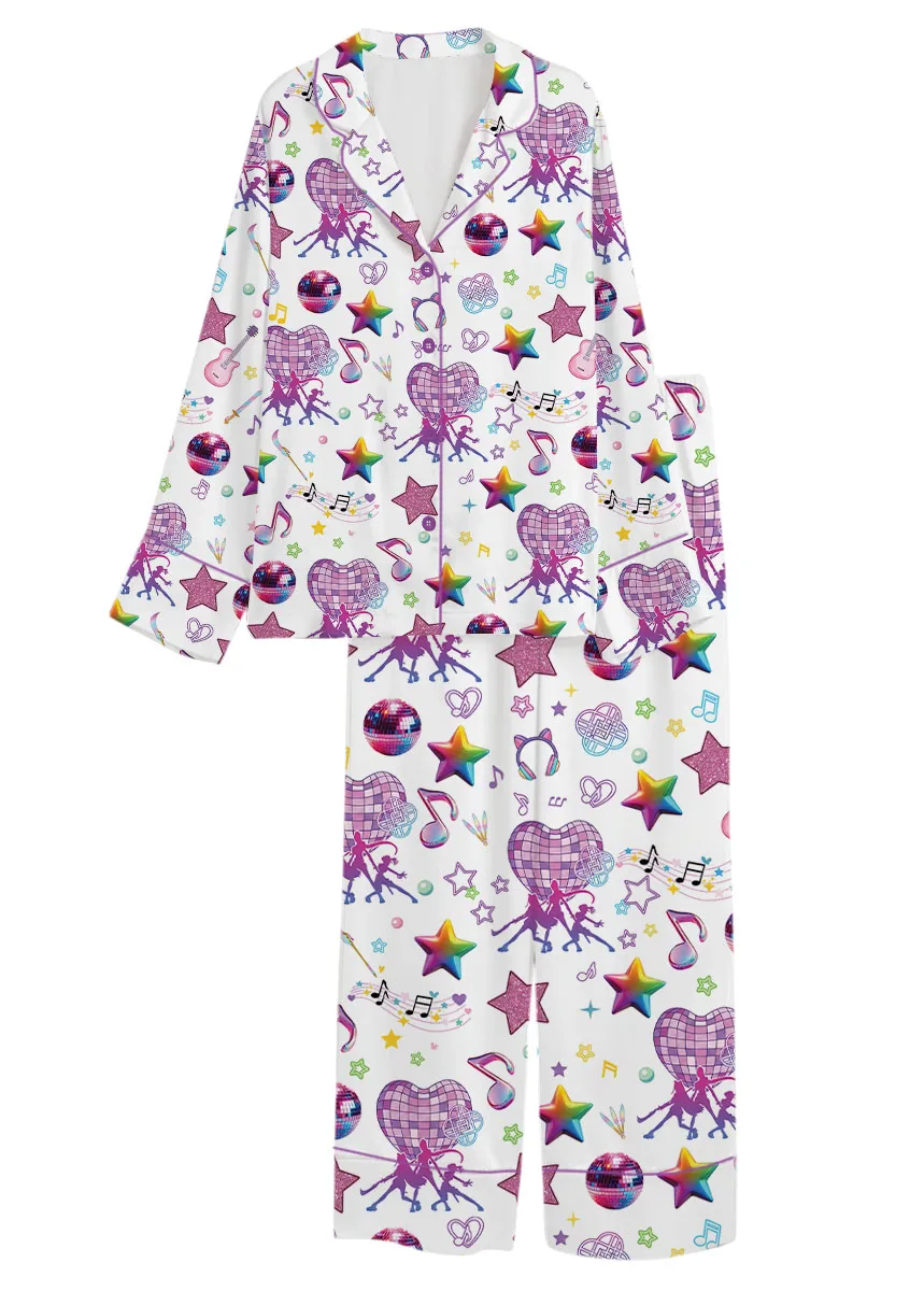 Women’s K-Pop Demon Hunters Pajamas Set For Women, White Color, US Size S-5XL - Image 9