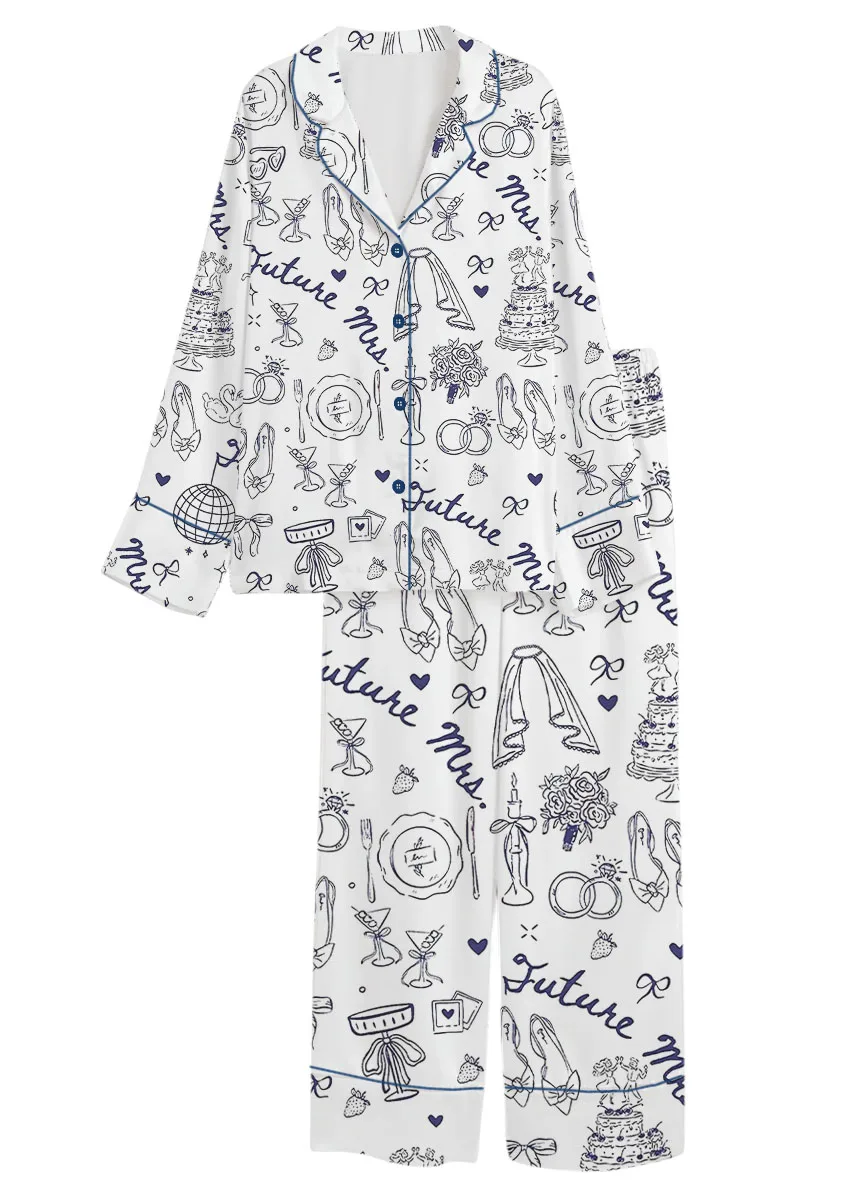 Women’s Future Mrs Bride To Be Gift In My Engaged Era Pajamas Set For Women, White Color, US Size S-5XL - Image 8