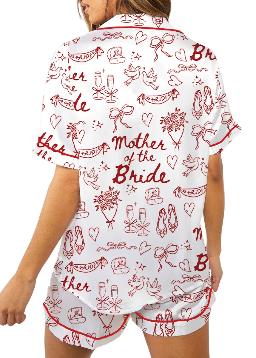 Women's Mother Of The Bride Satin Pajamas Set, White Color, US Size S-5XL - Image 2