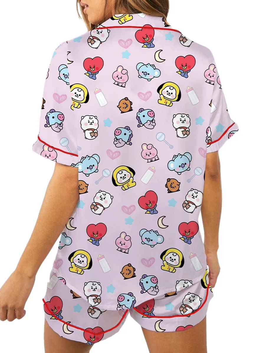 Women’s BT21 K-Pop Music Pajamas Set For Women, Pink Color, US Size S-5XL - Image 5
