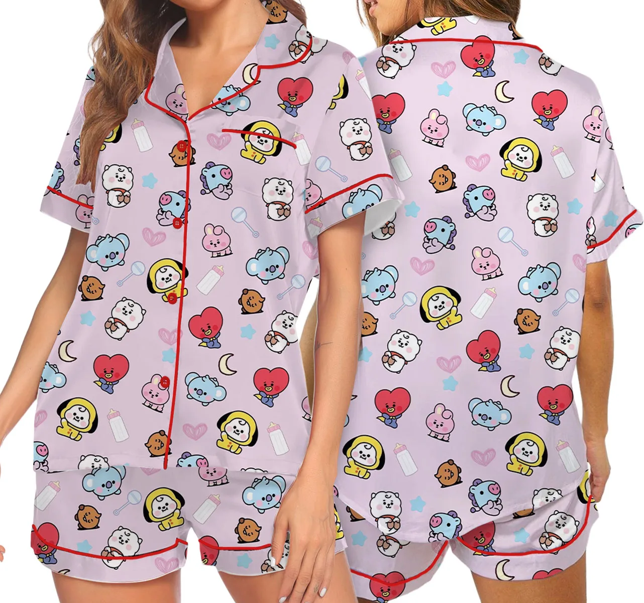 Women’s BT21 K-Pop Music Pajamas Set For Women, Pink Color, US Size S-5XL - Image 6