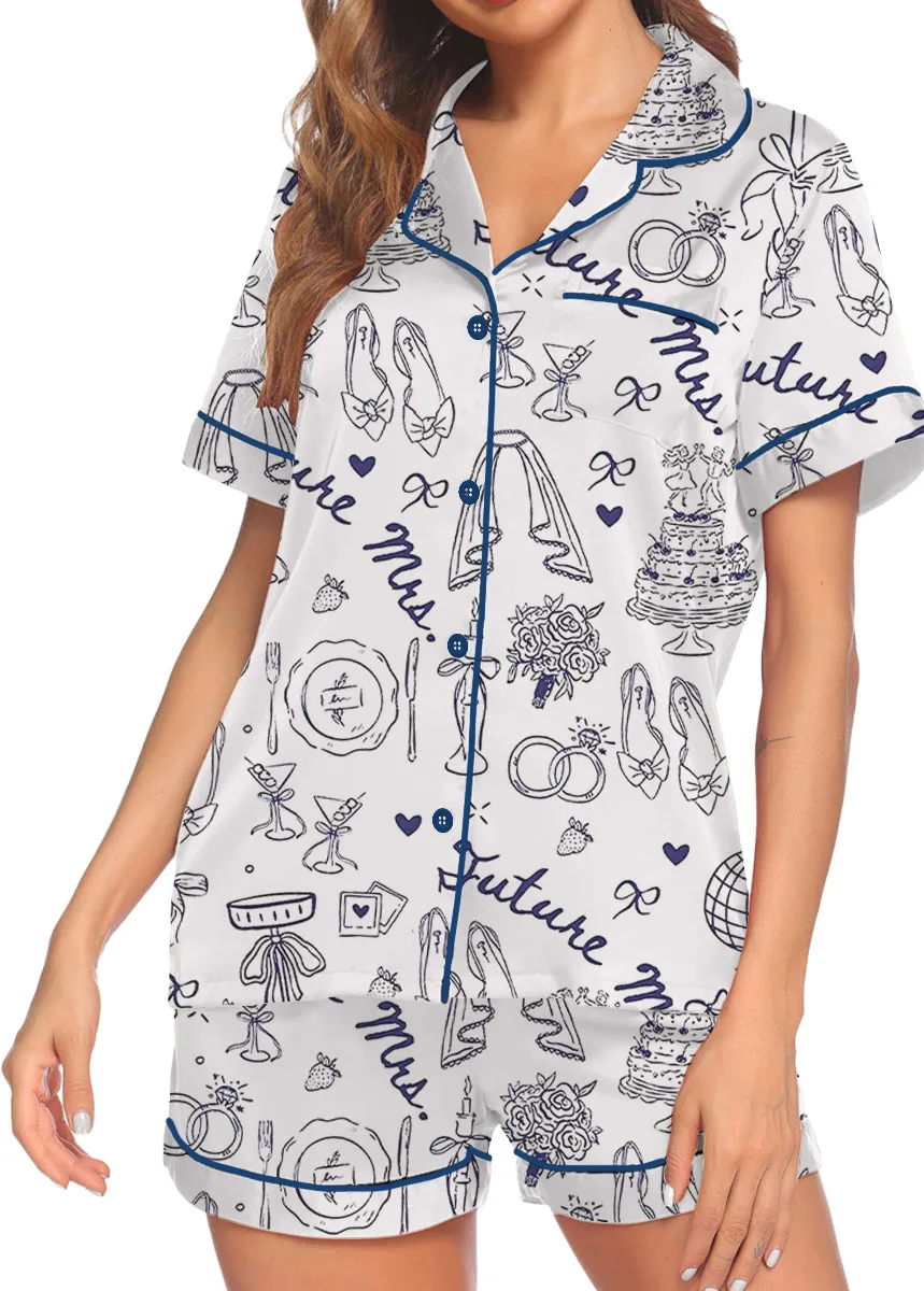 Women’s Future Mrs Bride To Be Gift In My Engaged Era Pajamas Set For Women, White Color, US Size S-5XL - Image 3