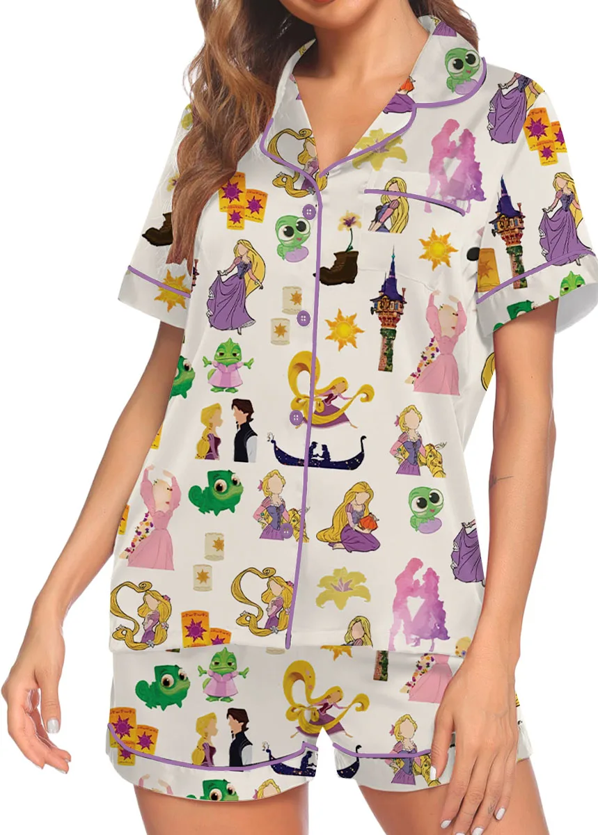 Women’s Princess And The Frog Pajamas Set For Women, Beige Color, US Size S-5XL - Image 5
