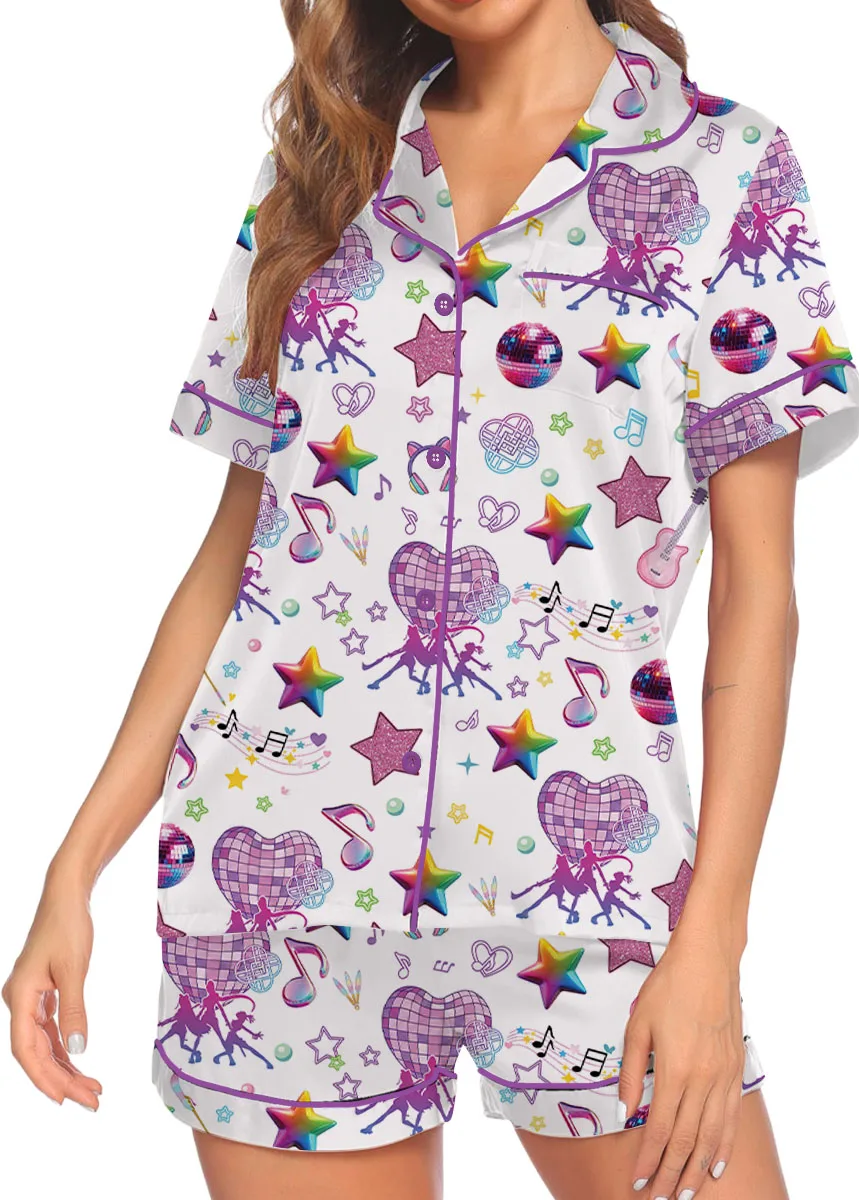 Women’s K-Pop Demon Hunters Pajamas Set For Women, White Color, US Size S-5XL - Image 2