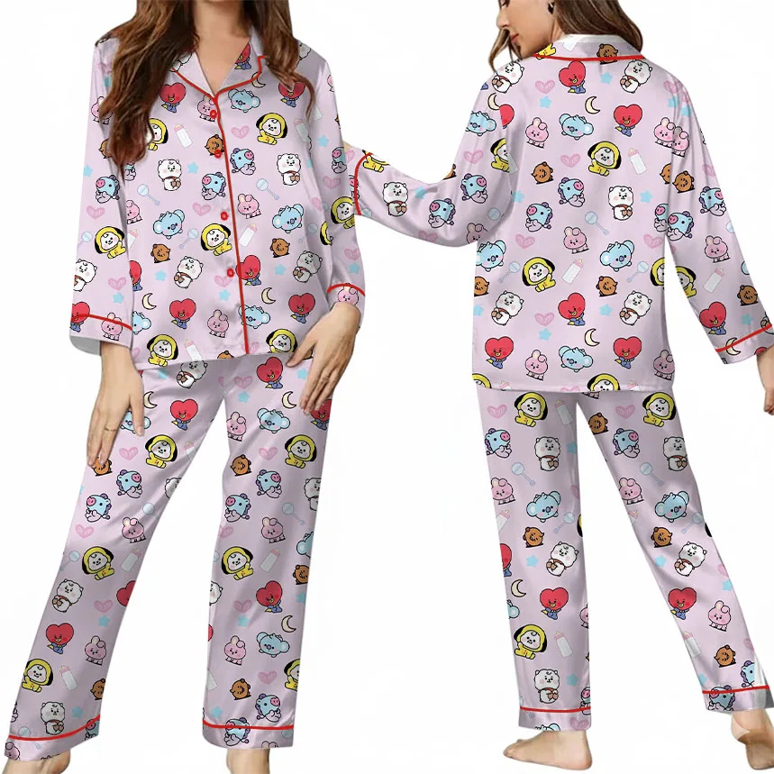 Women’s BT21 K-Pop Music Pajamas Set For Women, Pink Color, US Size S-5XL - Image 8