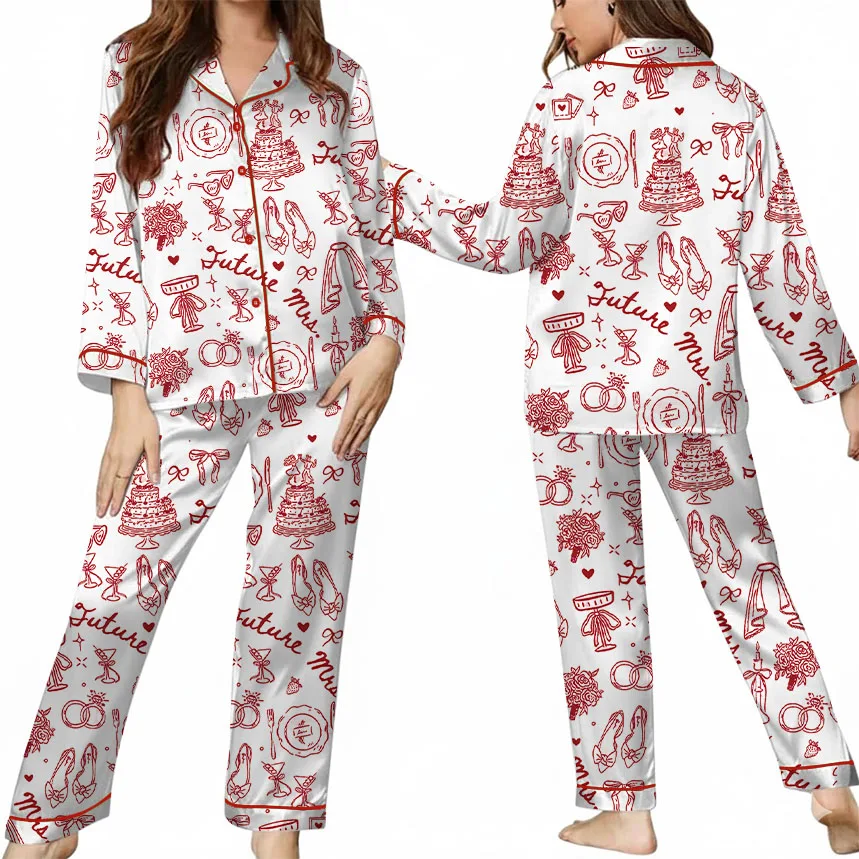 Women’s Future Mrs Bride To Be Gift In My Engaged Era Pajamas Set For Women, White Color, US Size S-5XL - Image 8