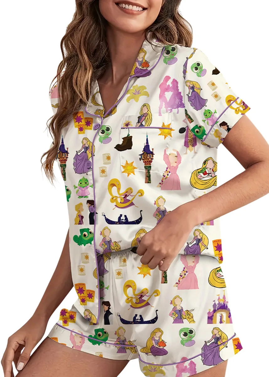 Women’s Princess And The Frog Pajamas Set For Women, Beige Color, US Size S-5XL - Image 4