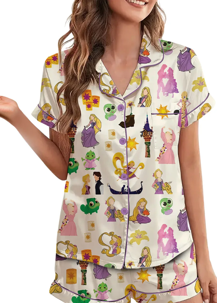 Women’s Princess And The Frog Pajamas Set For Women, Beige Color, US Size S-5XL - Image 6