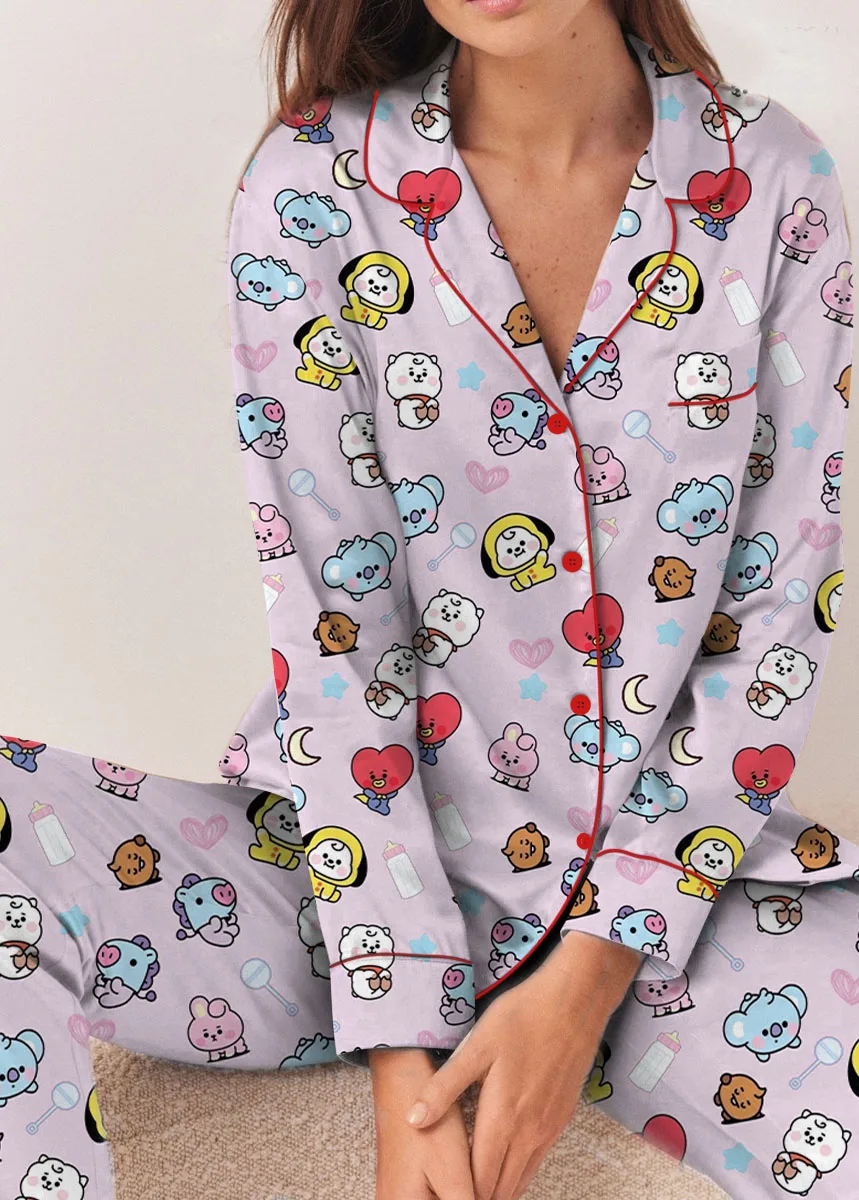 Women’s BT21 K-Pop Music Pajamas Set For Women, Pink Color, US Size S-5XL - Image 10