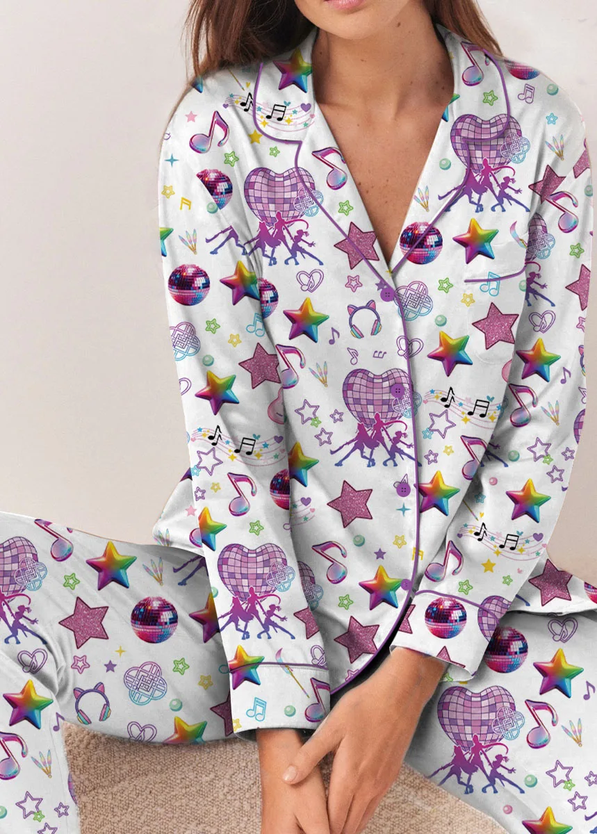 Women’s K-Pop Demon Hunters Pajamas Set For Women, White Color, US Size S-5XL - Image 12