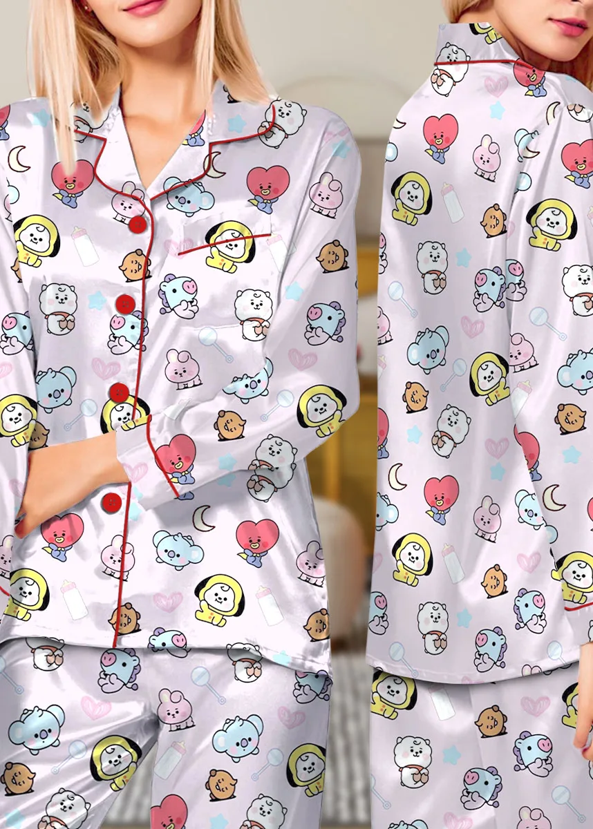 Women’s BT21 K-Pop Music Pajamas Set For Women, Pink Color, US Size S-5XL - Image 12