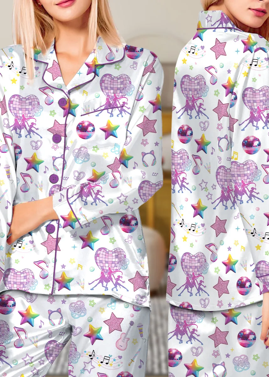 Women’s K-Pop Demon Hunters Pajamas Set For Women, White Color, US Size S-5XL - Image 11